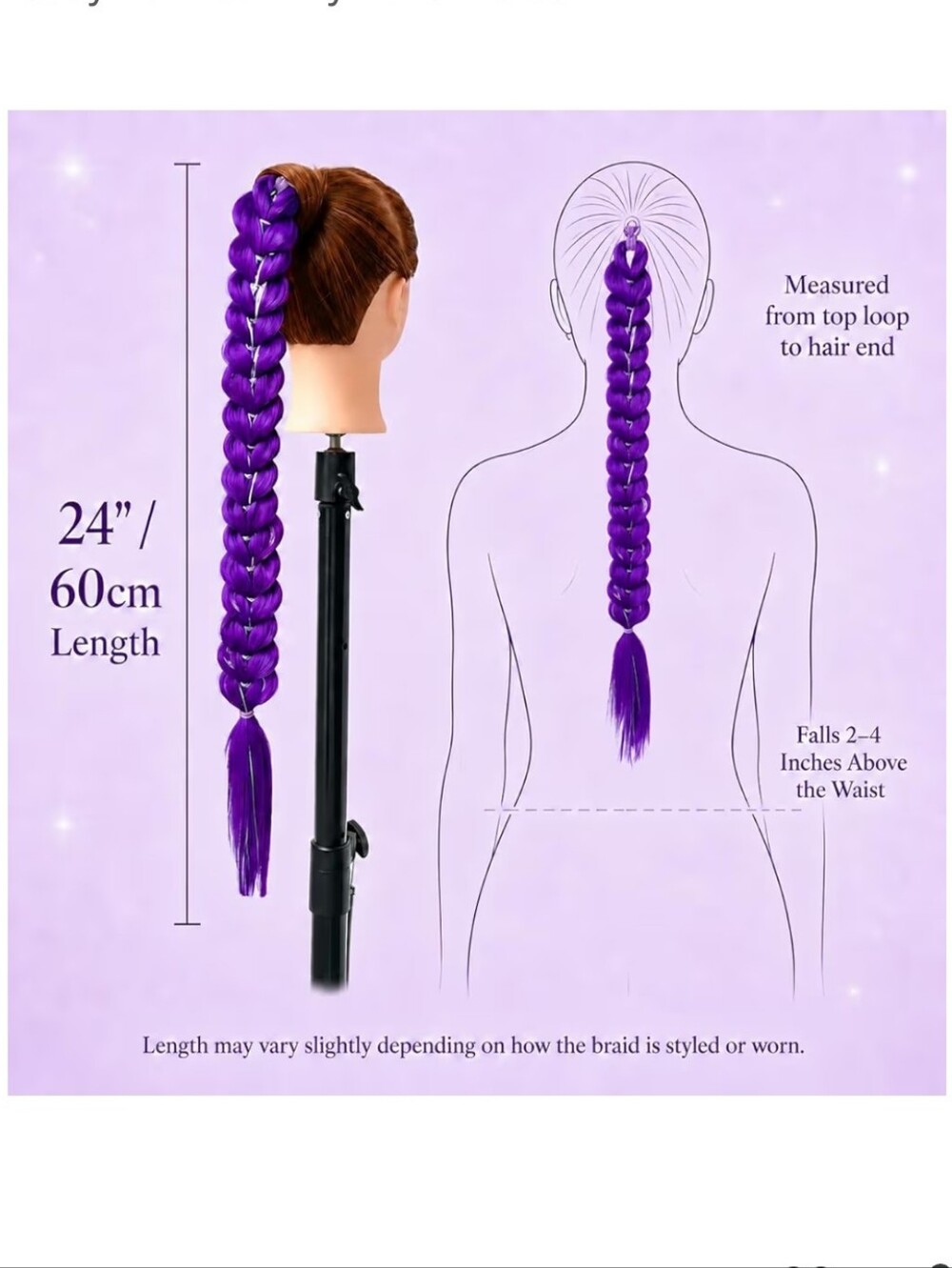 Purple 24" Braided Ponytail Extension